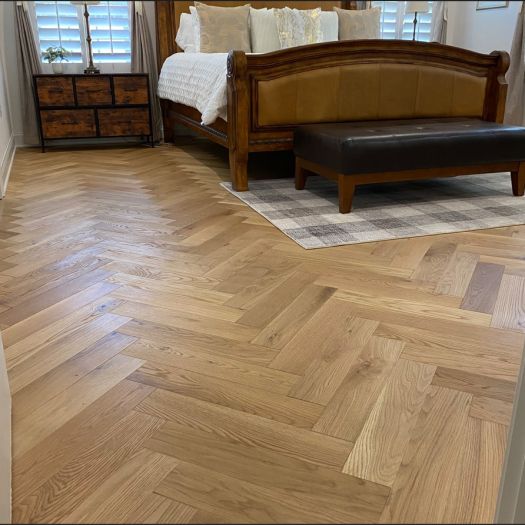 Wire Brushed Natural Herringbone White Oak Flooring - 4.33"