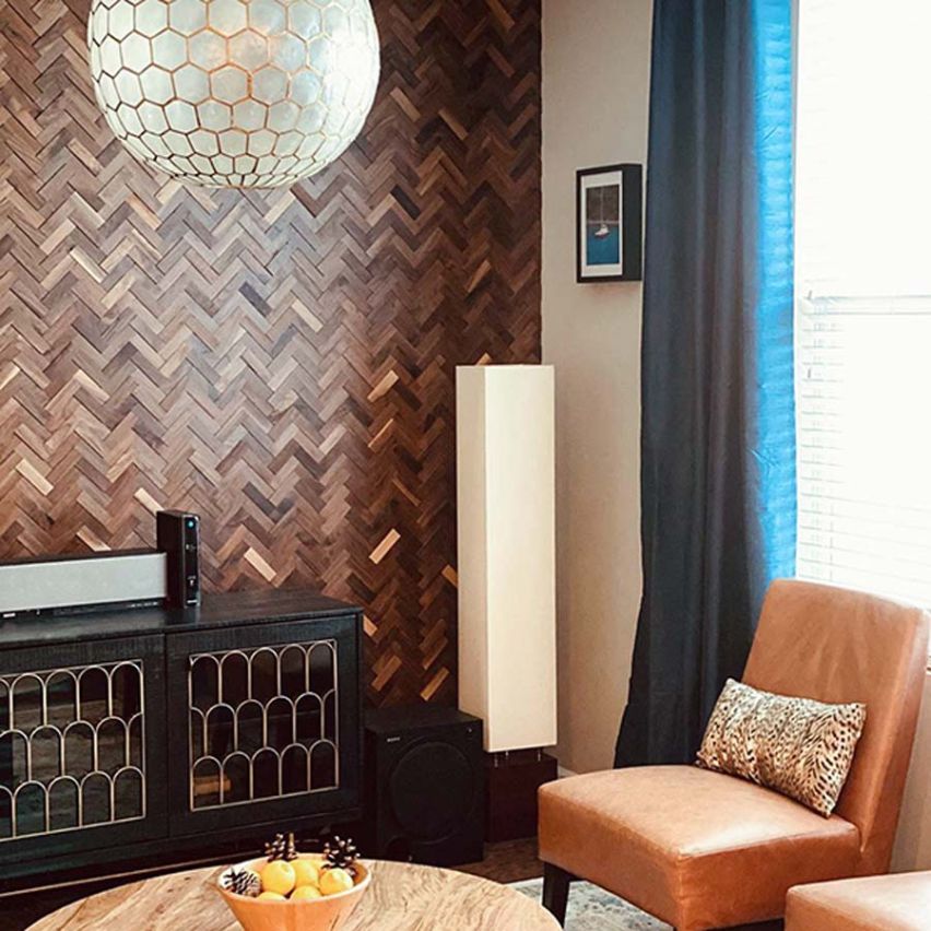 3D Textured Herringbone Walnut Walling 7.7