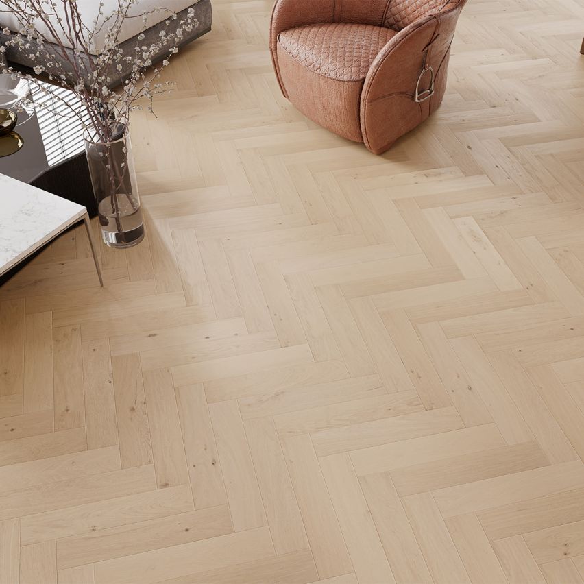 Wire Brushed Chalet Herringbone White Oak Flooring - 4.33