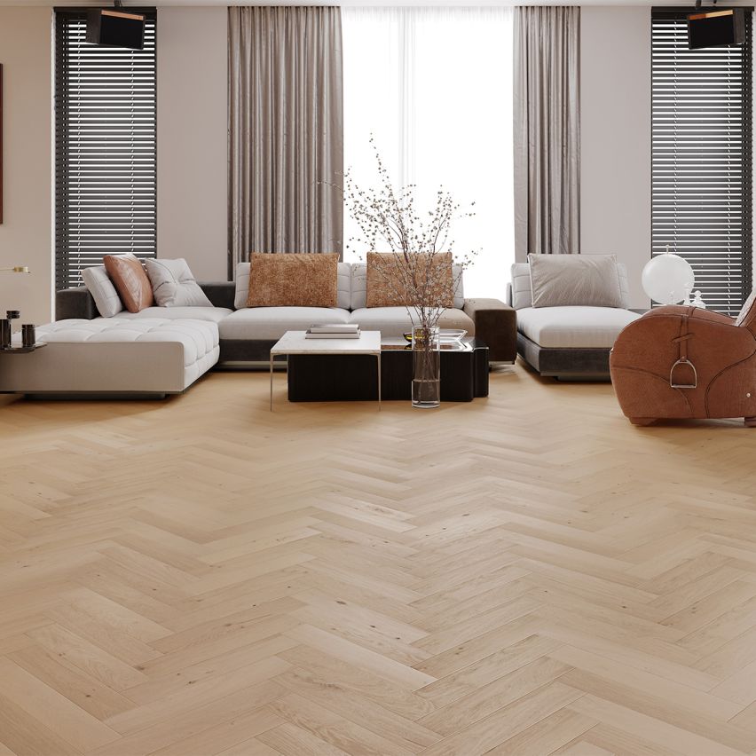 Wire Brushed Chalet Herringbone White Oak Flooring - 4.33
