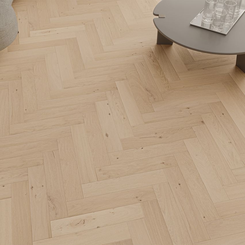 Wire Brushed Chalet Herringbone White Oak Flooring - 4.33