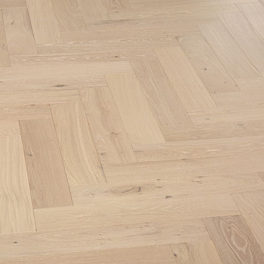 Wire Brushed Chalet Herringbone White Oak Flooring - 4.33