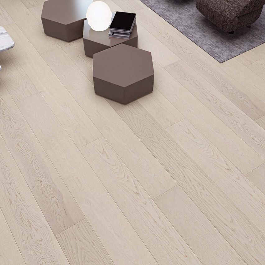 Wire Brushed Glacier Hickory Flooring - 7.5