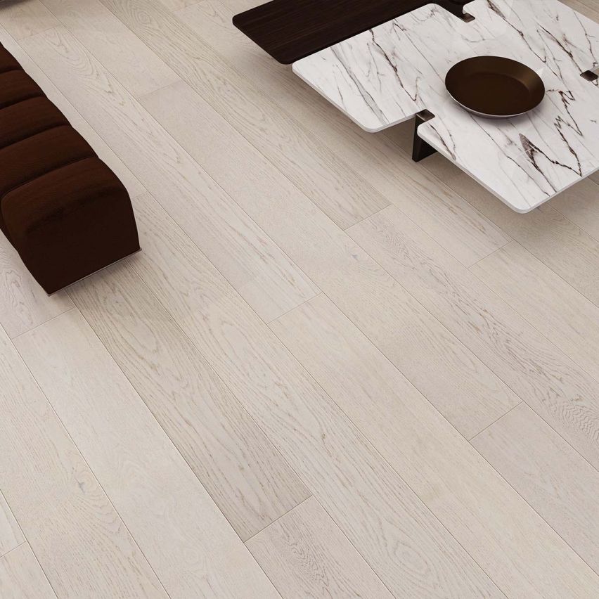 Wire Brushed Glacier Hickory Flooring - 7.5