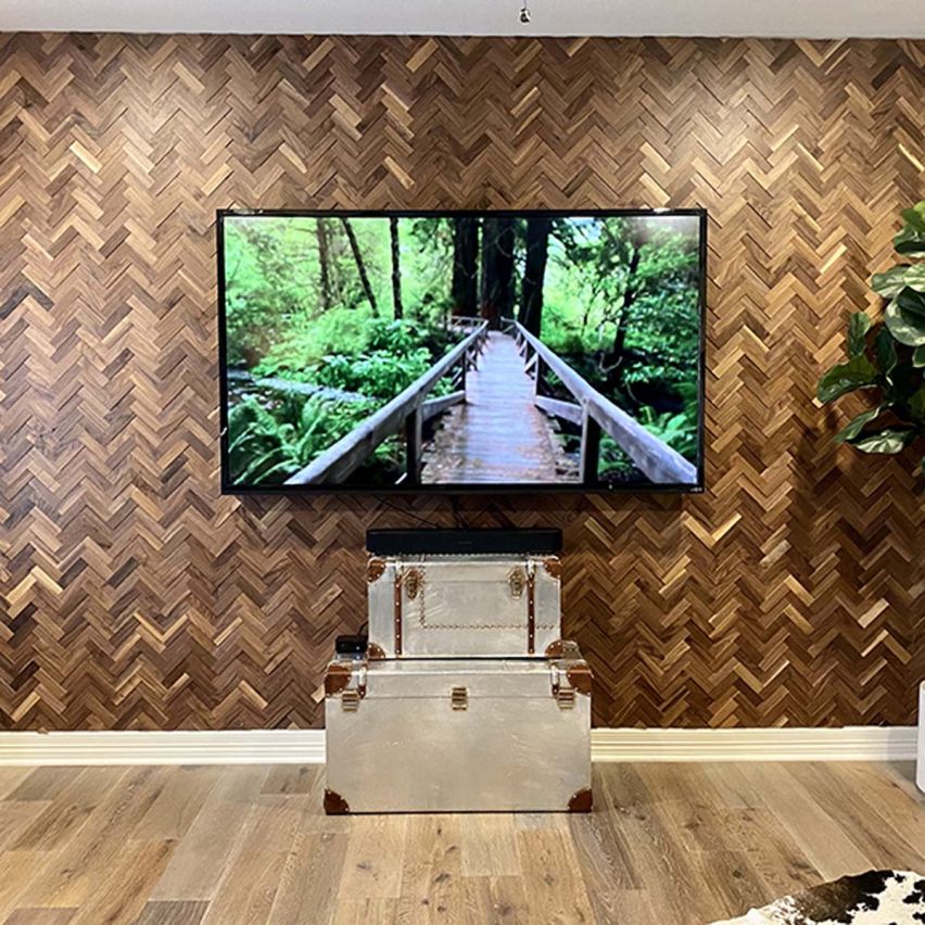 3D Textured Herringbone Walnut Walling 7.7