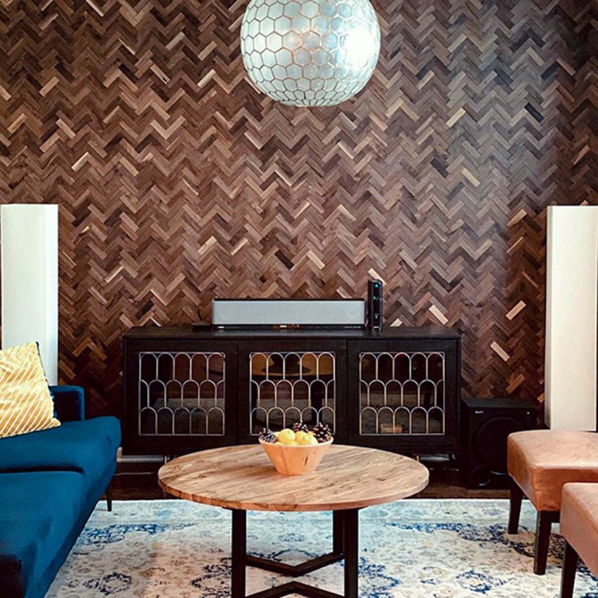 3D Textured Herringbone Walnut Walling 7.7