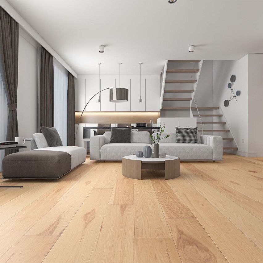 Wire Brushed Natural Hickory Flooring - 7.5