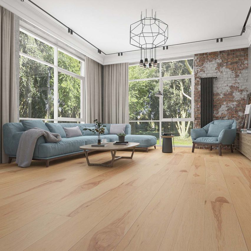Wire Brushed Natural Hickory Flooring - 7.5