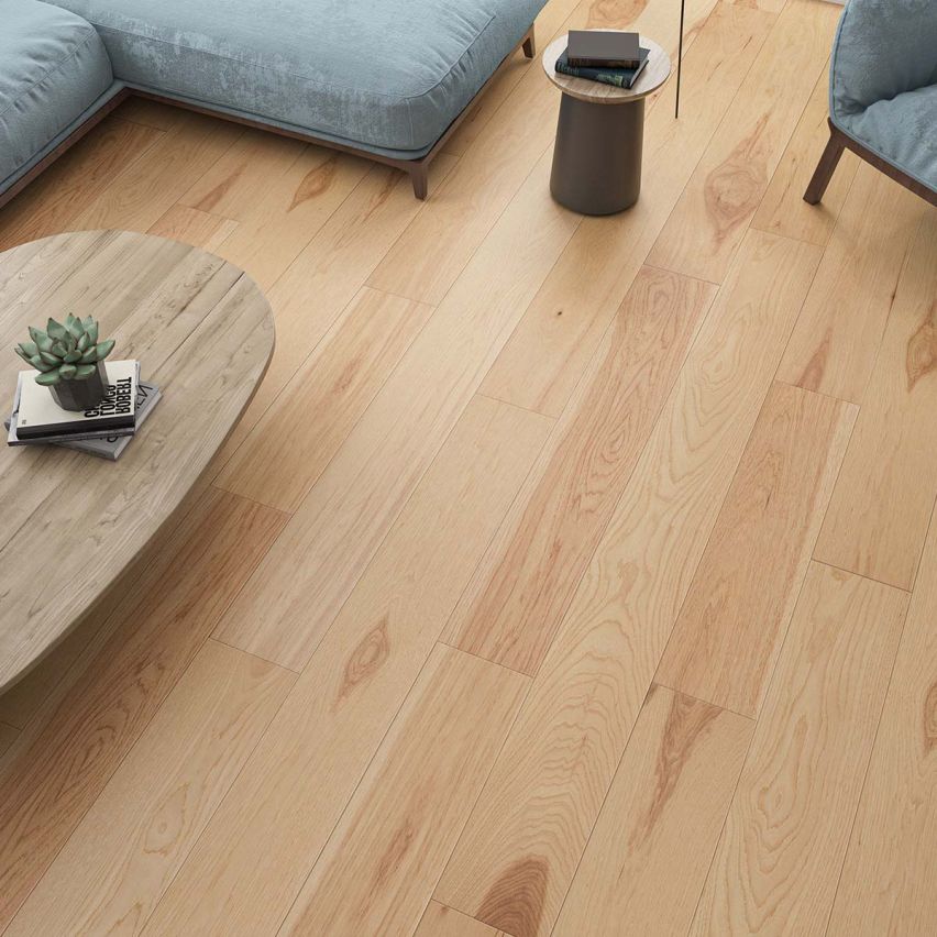 Wire Brushed Natural Hickory Flooring - 7.5