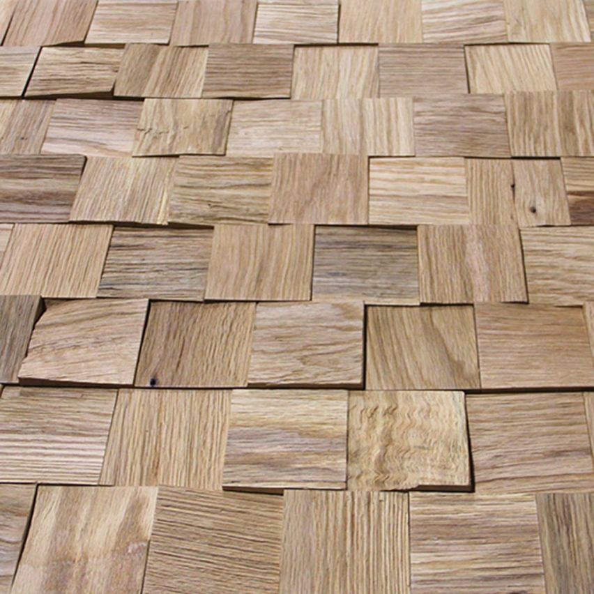 3D Textured Natural End Grain White Oak Walling 7.5