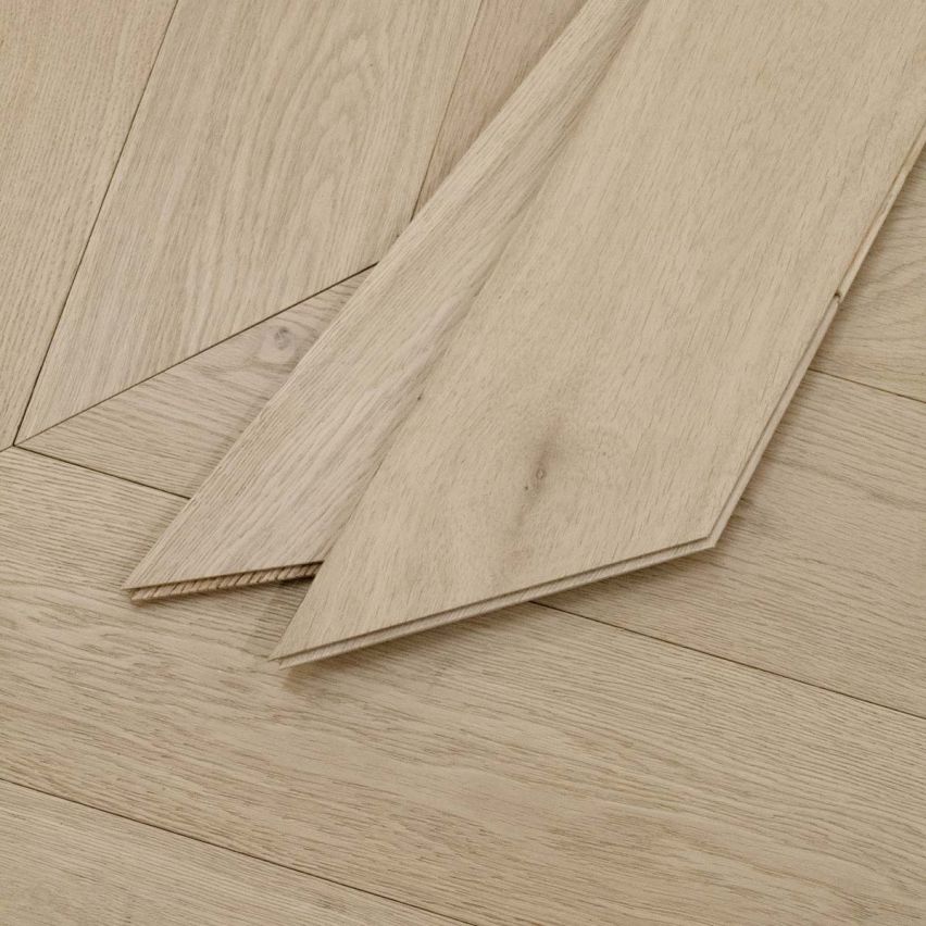Wire Brushed St. Moritz Chevron White Oak Flooring - 5
