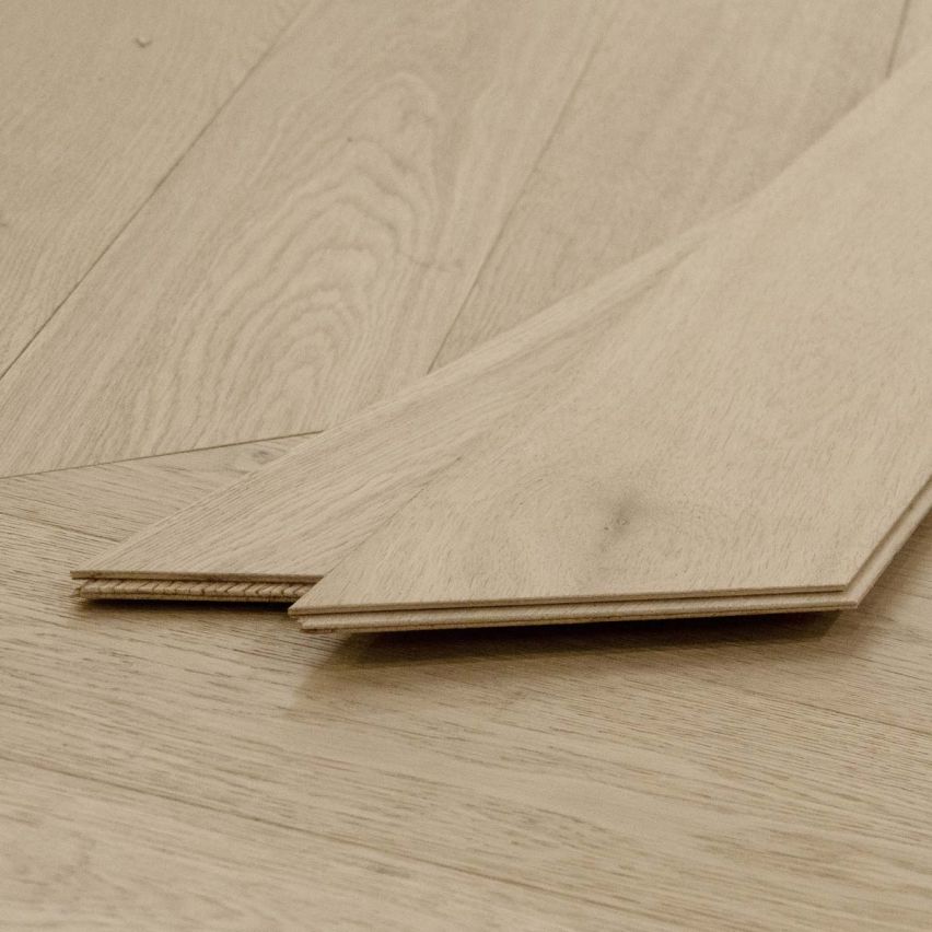 Wire Brushed St. Moritz Chevron White Oak Flooring - 5
