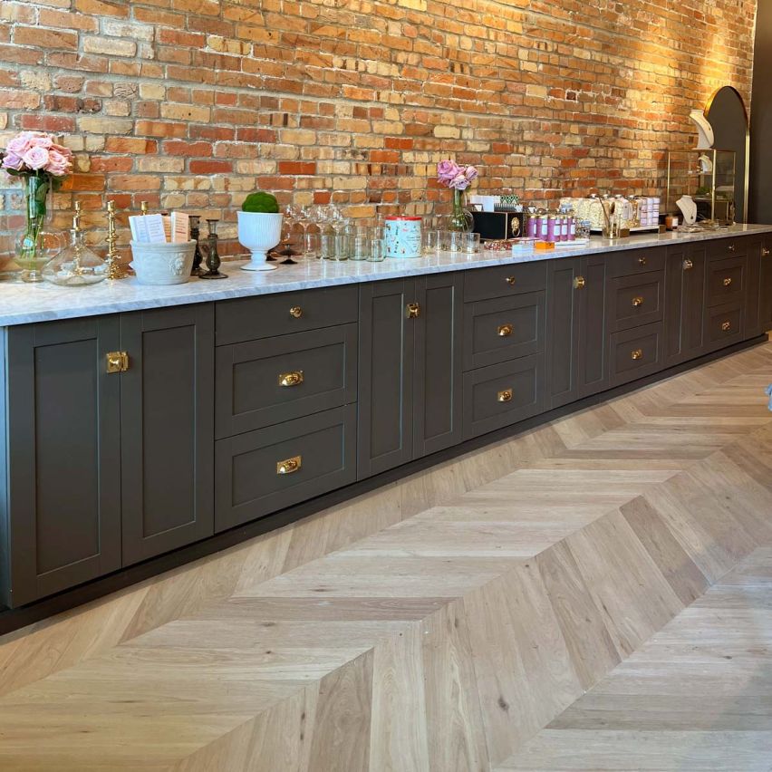 Wire Brushed St. Moritz Chevron White Oak Flooring - 5