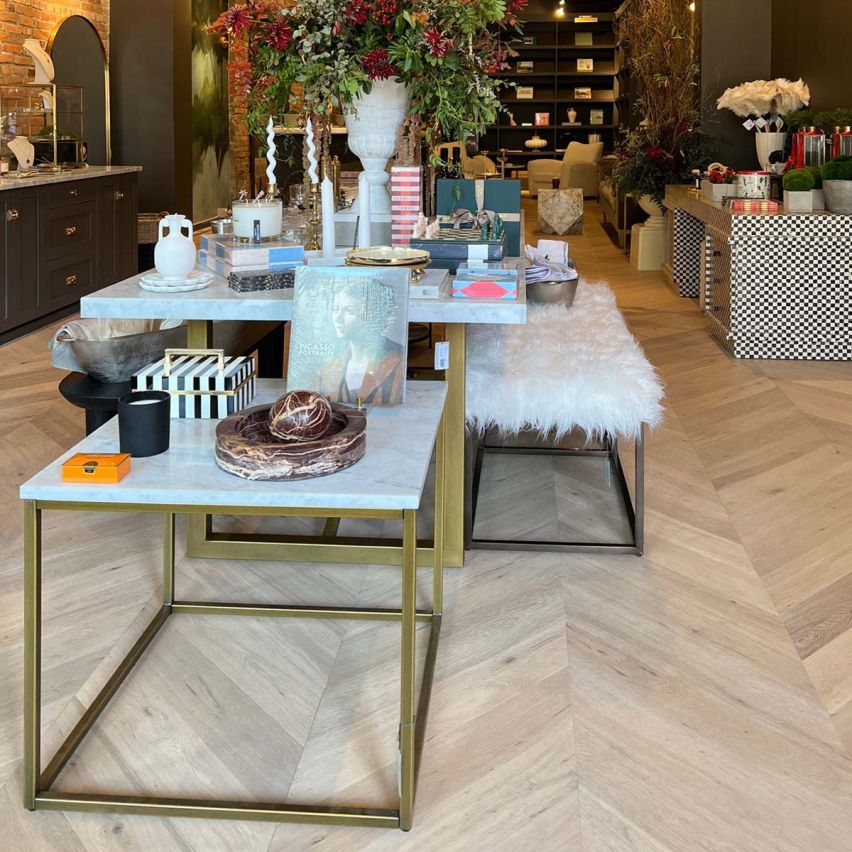 Wire Brushed St. Moritz Chevron White Oak Flooring - 5