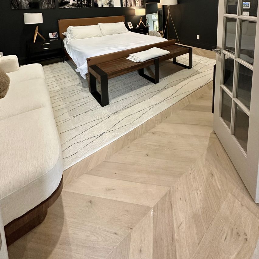 Wire Brushed St. Moritz Chevron White Oak Flooring - 5