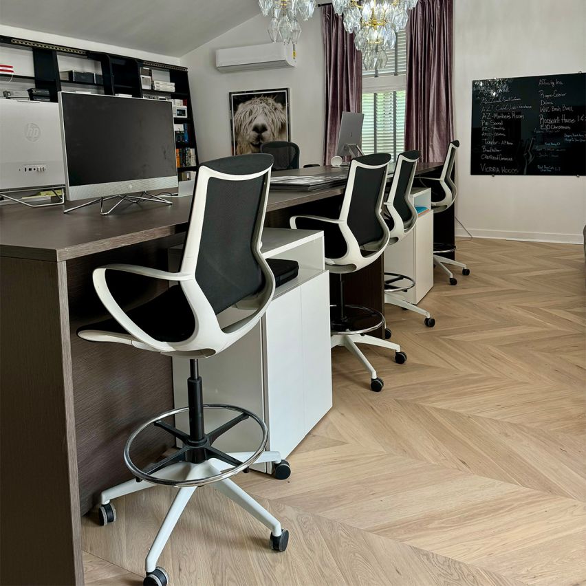 Wire Brushed St. Moritz Chevron White Oak Flooring - 5