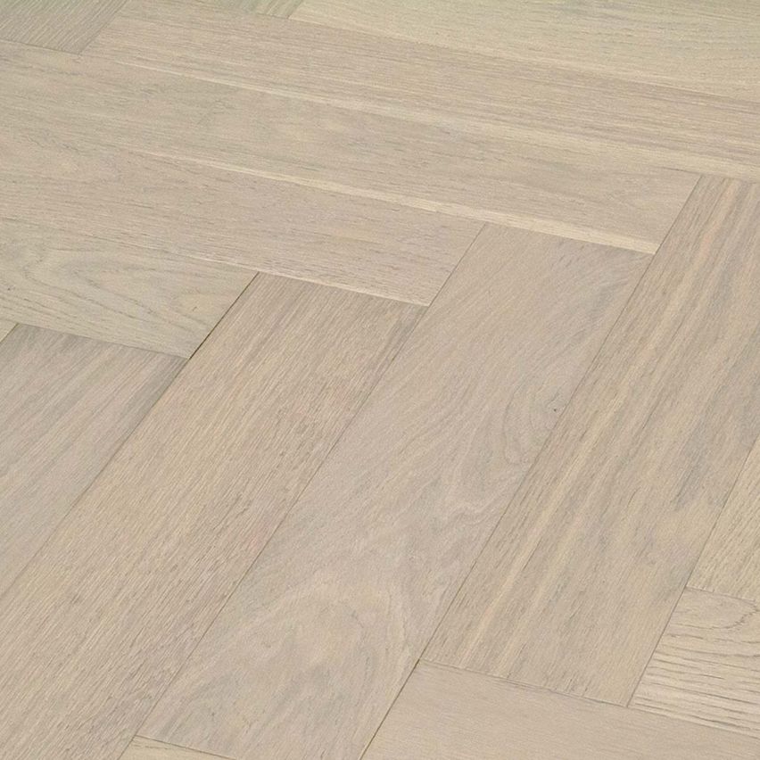 Wire Brushed St. Moritz Herringbone White Oak Flooring - 4.75