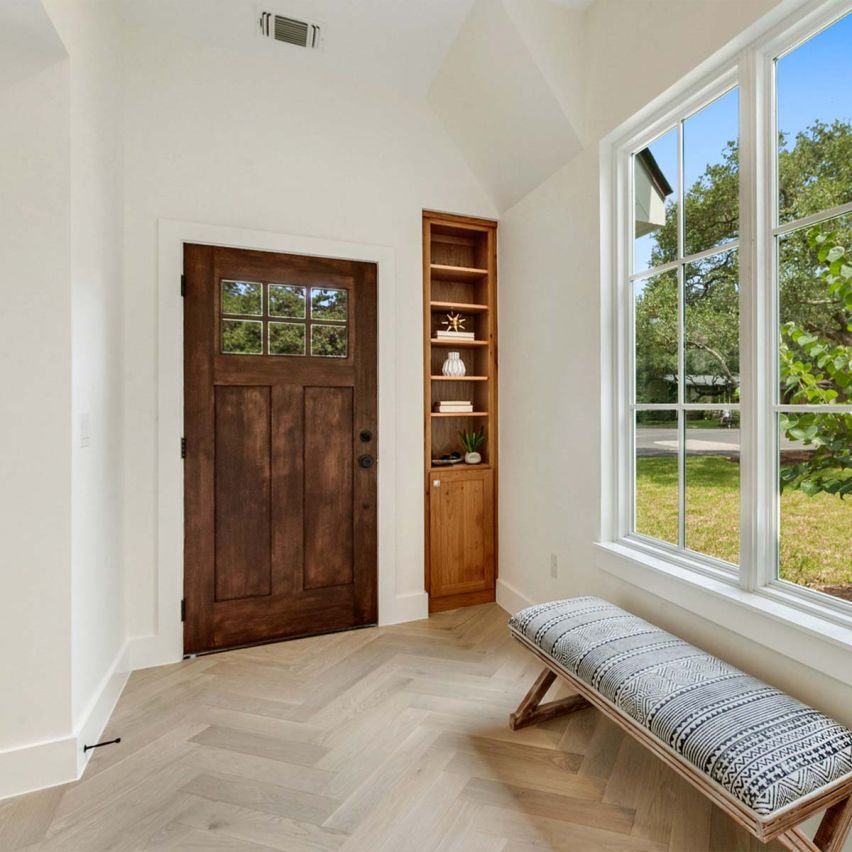 Wire Brushed St. Moritz Herringbone White Oak Flooring - 4.75