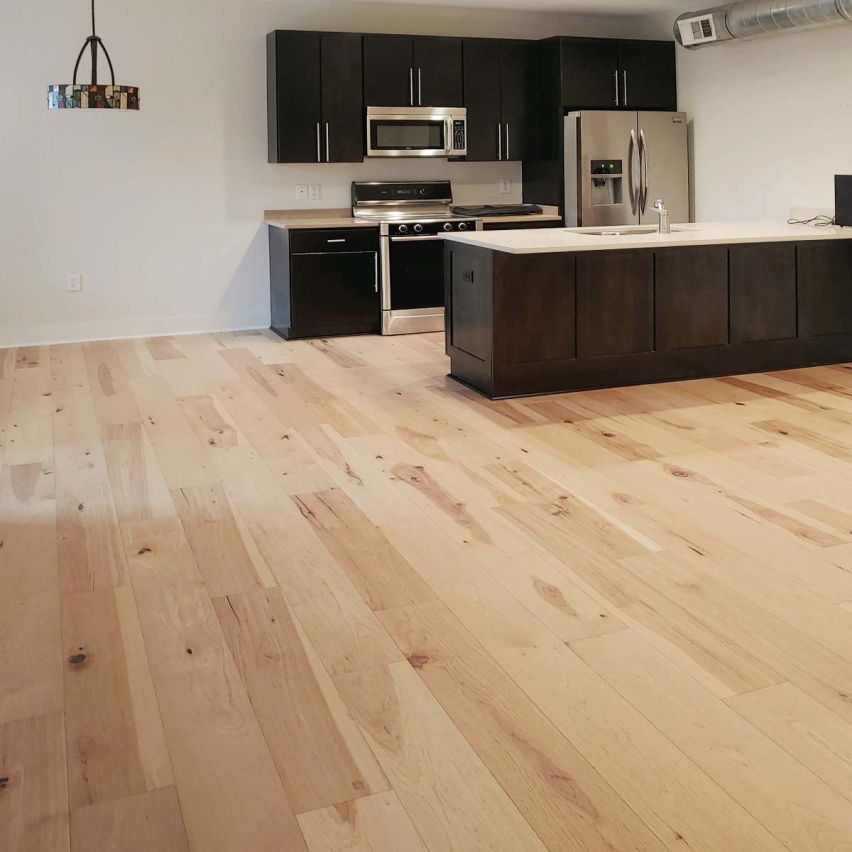 Wire Brushed Natural Hickory Flooring - 7.5