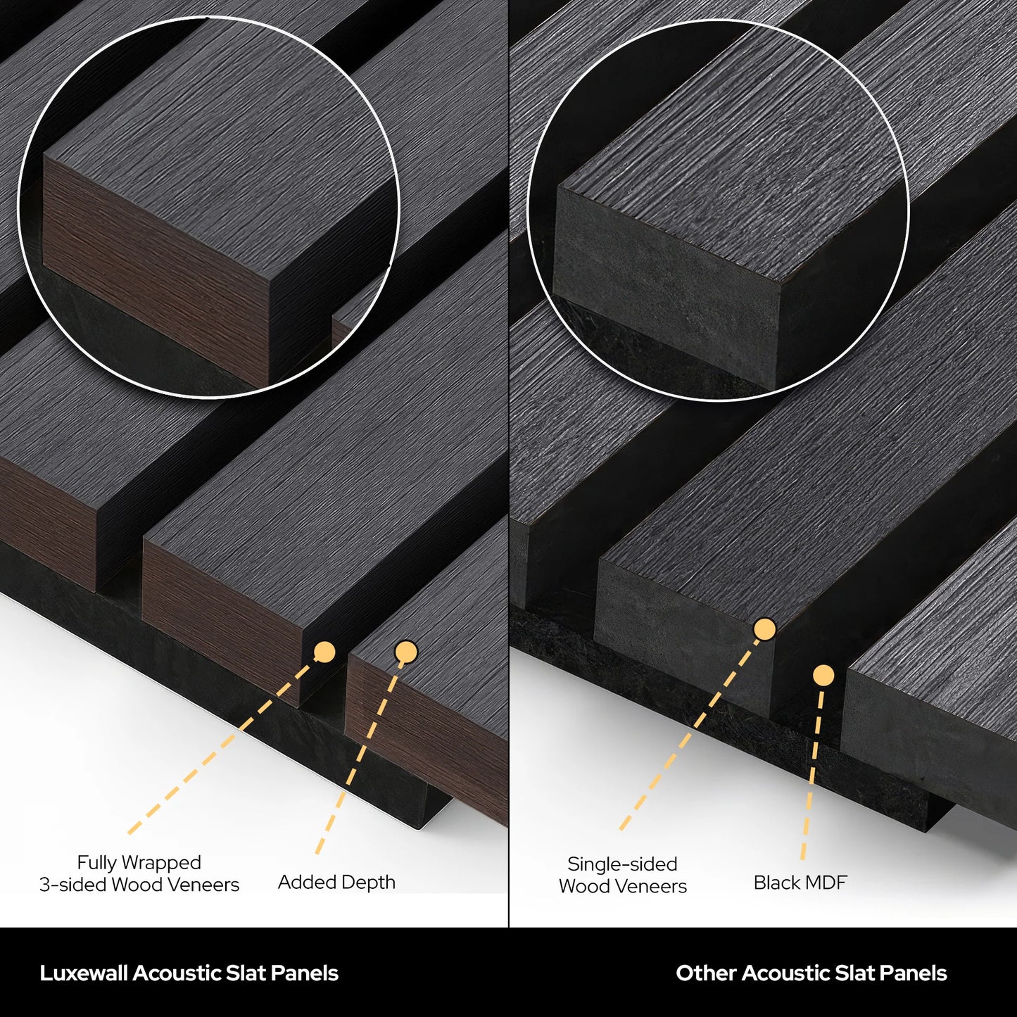 Graphite Oak Acoustic Slat Panels 120"