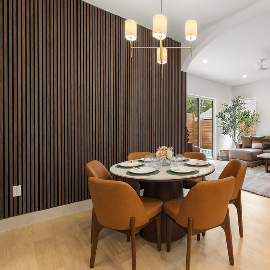 Natural Walnut Acoustic Slat Panels 120"