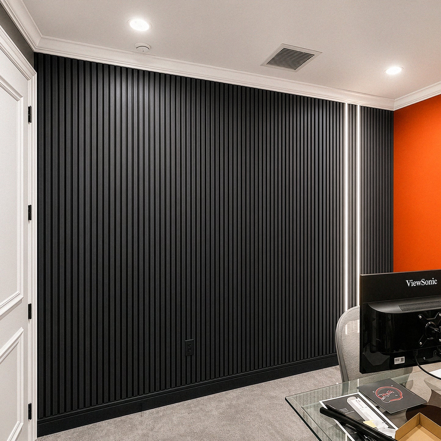 Graphite Oak Acoustic Slat Panels 120"