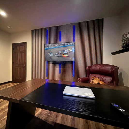 Leather Oak Acoustic Slat Panels 120"