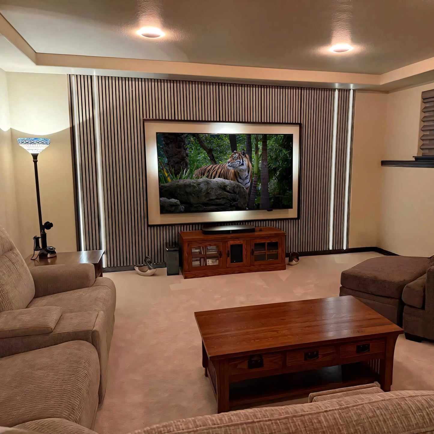 Leather Oak Acoustic Slat Panels 120"