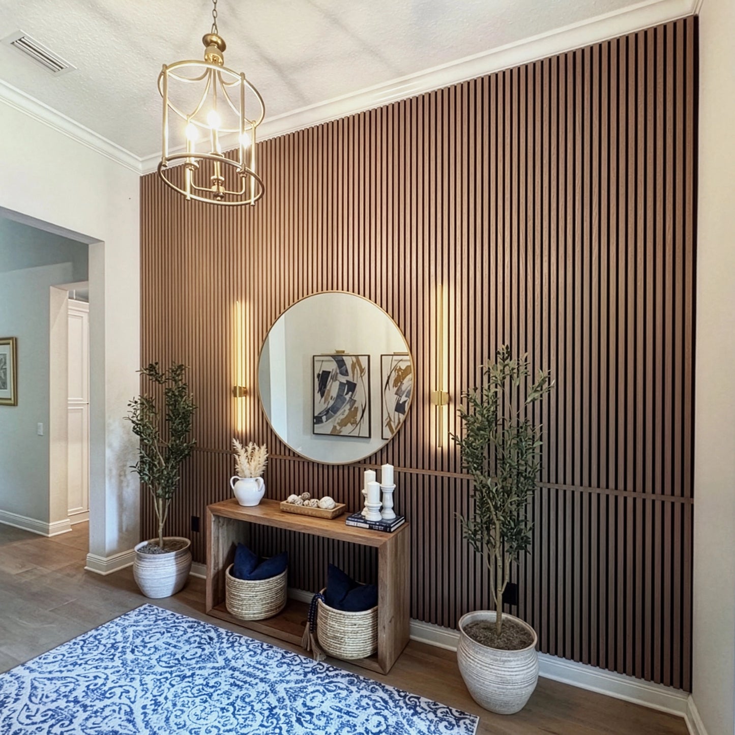 Leather Oak Acoustic Slat Panels 120"