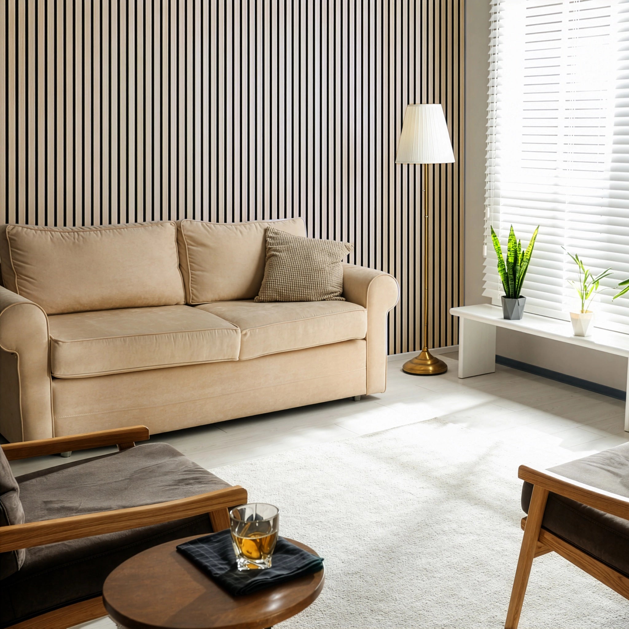 Raw Natural Oak Acoustic Slat Panels 120"