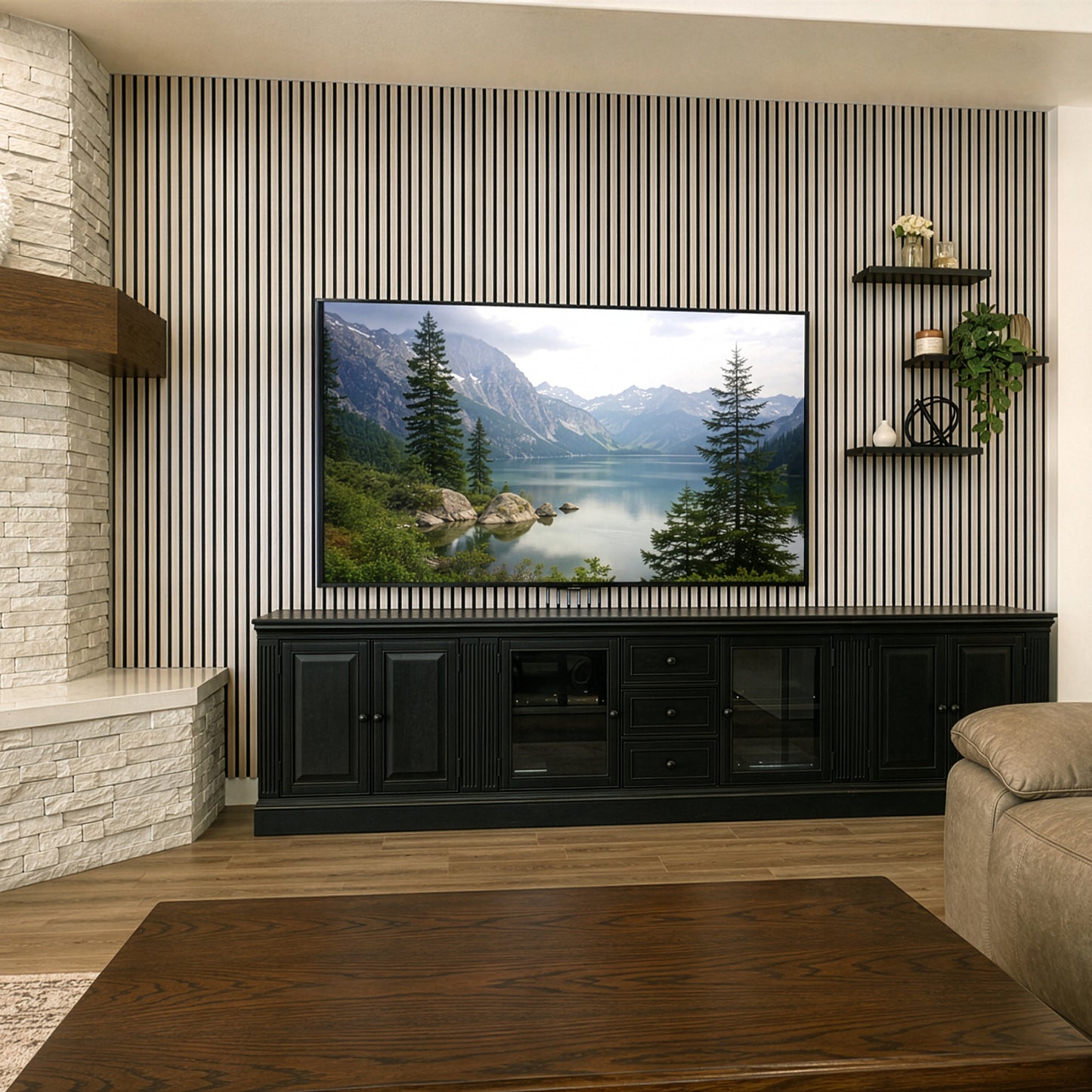 Raw Natural Oak Acoustic Slat Panels 120"