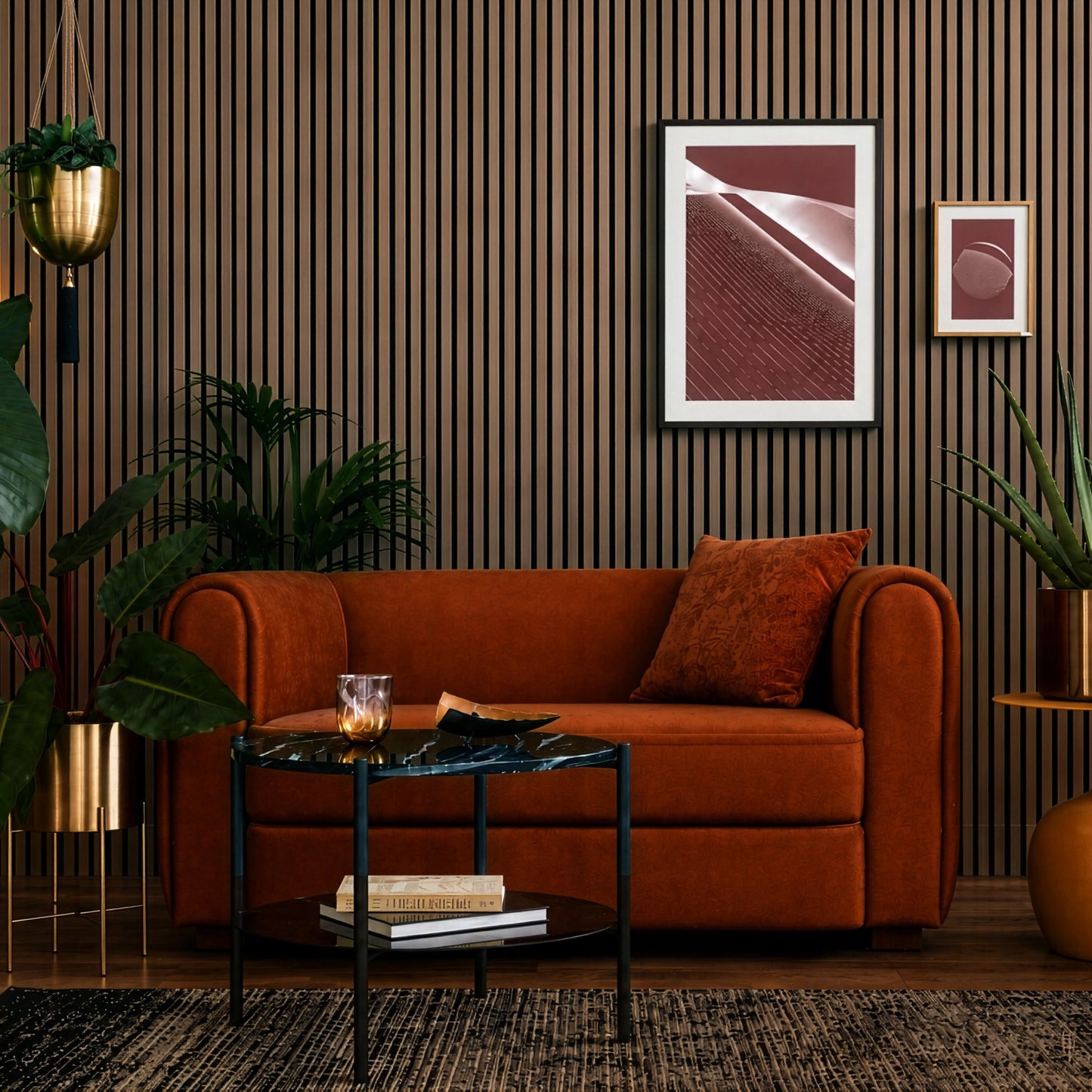 AFD Dark Walnut Acoustic Slat Panels 108.2"