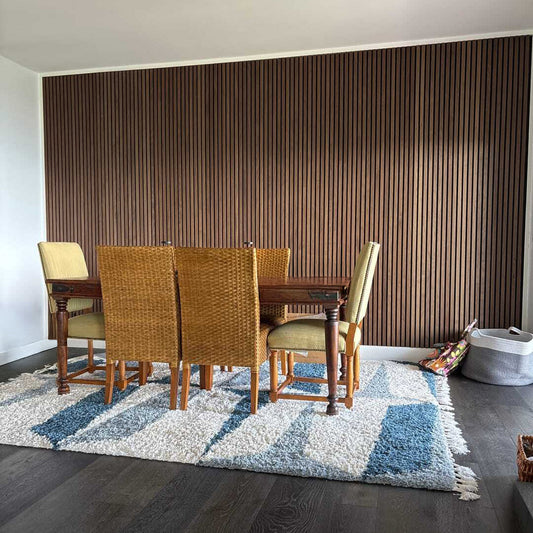 Natural Walnut Acoustic Slat Panels 120"