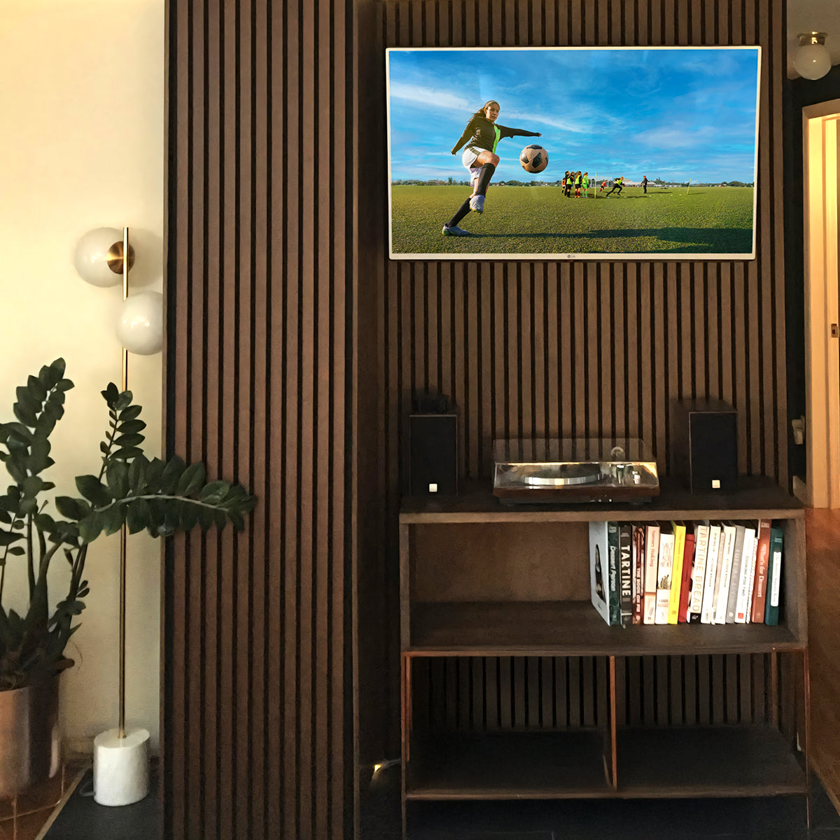 Natural Walnut Acoustic Slat Panels 120"