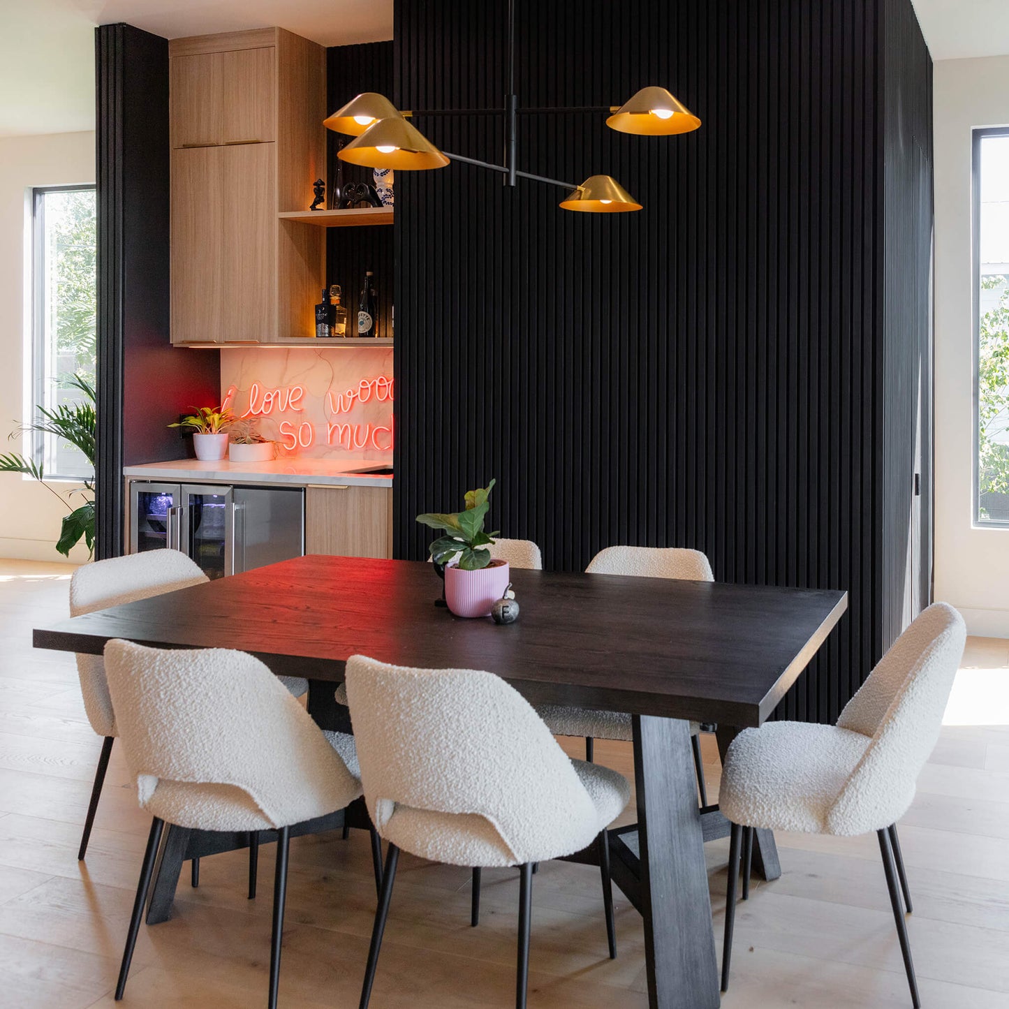 Noir White Oak Acoustic Slat Panels 120"